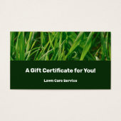Lawn Care Maintenance Company Gift Certificate (Devant)