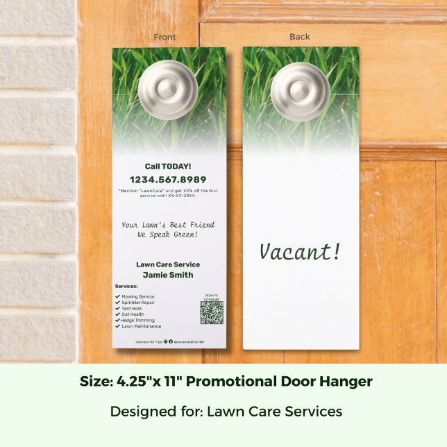 Lawn Care Service Promotional Custom (Lawn Care Service Promotional Custom Door Hanger; Size: 4.25 x 11 Inch)