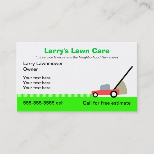 Lawn Care Visitekaartje (Voorkant)