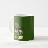 LAWN EnFORCEMENT OFFICER grappige tuiniercadeau Koffiemok (Voorkant links)