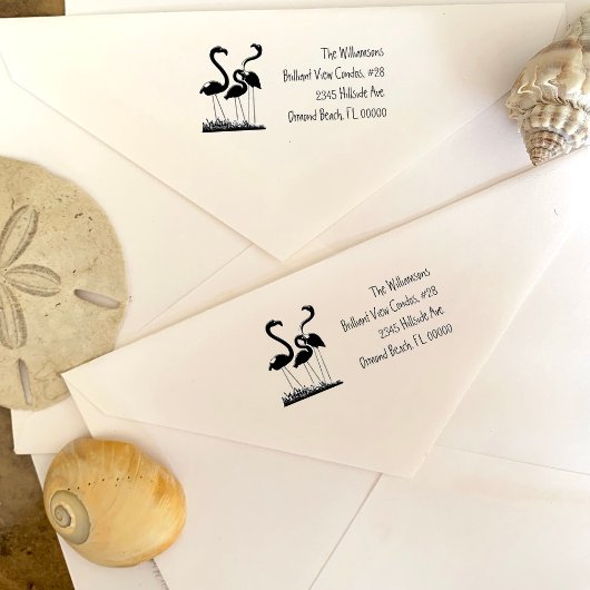 Lawn Flamingos Rebruikbare Return Address Rubberstempel