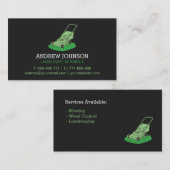 Lawn Mower Silhouette Logo Lawn Mowing Services Visitekaartje (Voorkant / Achterkant)