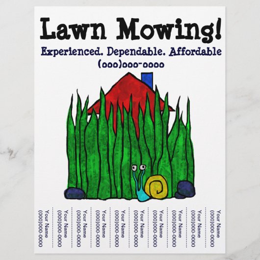 Lawn Mowing! Eigen zorg. Yard Word. Aangepaste bro Flyer (Voorkant)