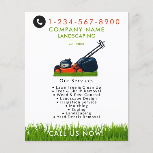 Lawn Mowing Landscaping Garden Lawn Care Modern Flyer (Voorkant)