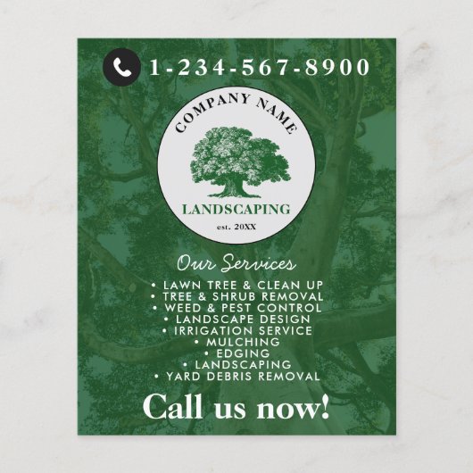 Lawn Mowing Landscaping Garden Lawn Care Tree Flyer (Voorkant)