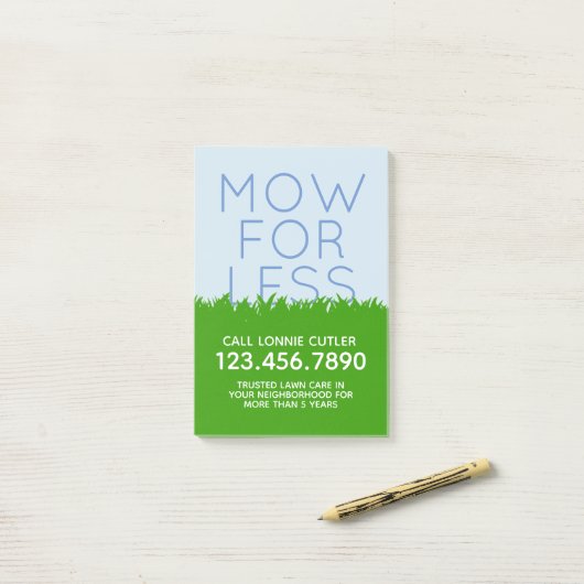Lawn Mowing Services en Visitekaartjes brochures Post-it® Notes (Op bureau)