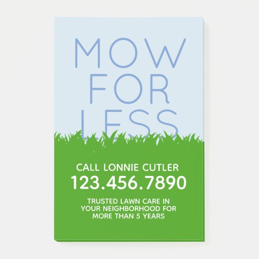 Lawn Mowing Services en Visitekaartjes brochures Post-it® Notes (Voorkant)
