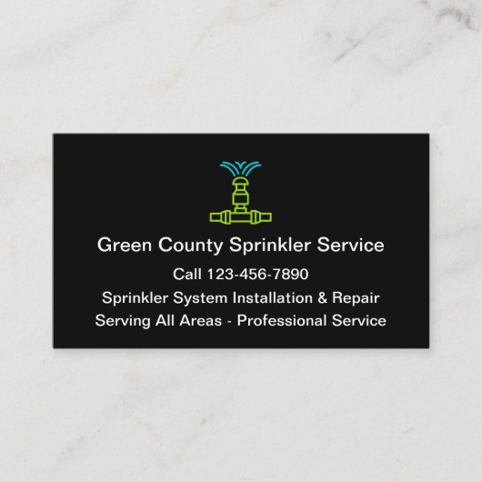 Lawn Sprinkler Service en Systems Visitekaartje (Voorkant)