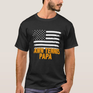 Lawn Tennis Papa Amerikaanse vlag Vaderdag Mannen T-shirt
