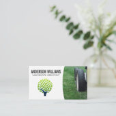 Lawnmower | Logo met gestyleerde bomen Visitekaartje (Staand voorkant)