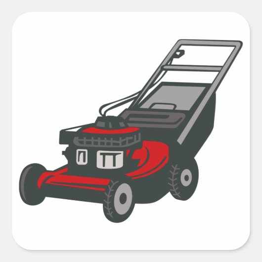 Lawnmower Vierkante Sticker (Voorkant)