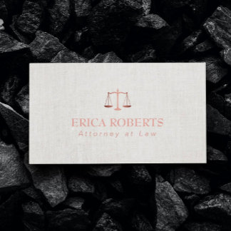 Lawyer Attorney Foil Rose Gold Classy Linen Visitekaartje