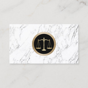 Lawyer Gold Scale of Justice Modern White Marble Visitekaartje
