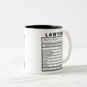 Lawyer Nutrition Facts Statistics Funny Tweekleurige Koffiemok (Voorkant rechts)