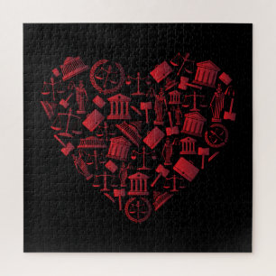 Lawyer Red Heart - Love Law Grunge Art Legpuzzel