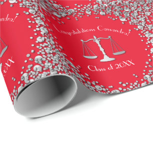 Lawyer School Afstuderen Silver Red Cadeaupapier