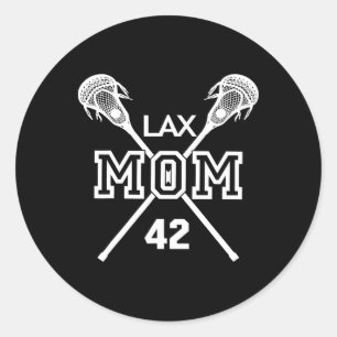 Lax Mom #42 Lacrosse Mom Speler Nummer 42 Moeders Ronde Sticker