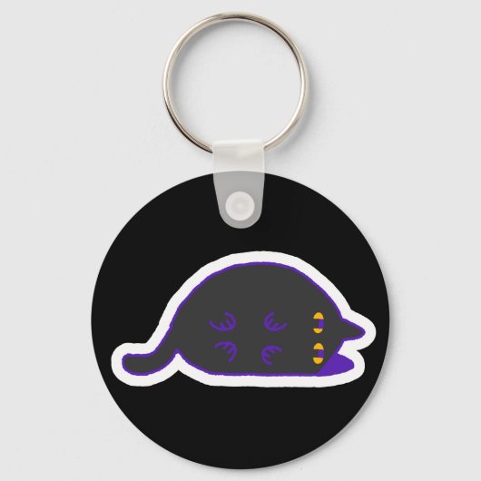 Lay Down Chonky Black Cat Keychain  (Voorkant)