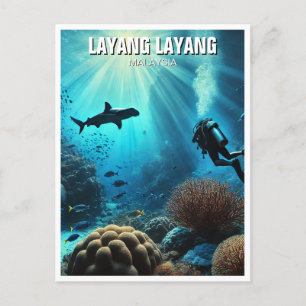 Layang Maleisië Scuba Diver Hammerhead Briefkaart