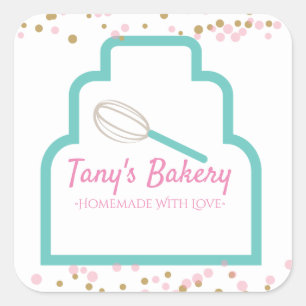 Layer Cake Logo Confetti zelfgemaakte bakkerij Vierkante Sticker