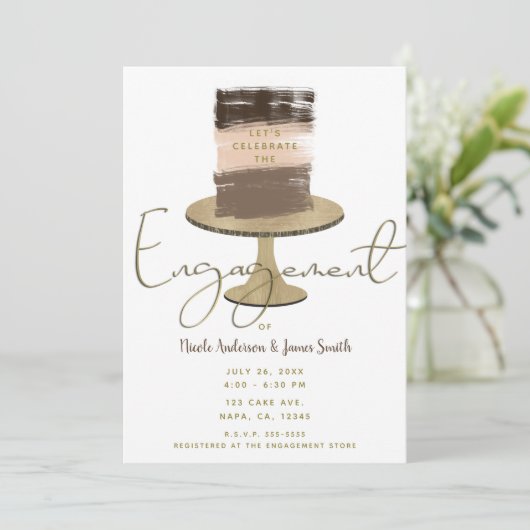 Layer Cake Modern Elegant Rustic Engagement Party Kaart (Staand voorkant)