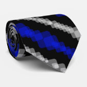 Layered Blue And White Squared On Black Pattern Stropdas (Opgerold)