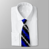 Layered Blue And White Squared On Black Pattern Stropdas (Gebonden)
