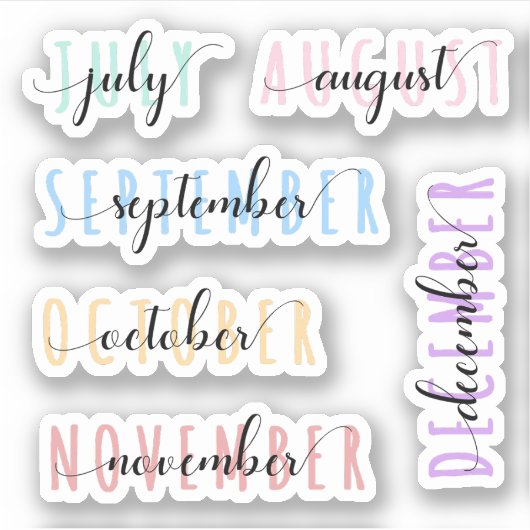 Layered Month Name Headers 2nd Half (July to Dec) Sticker (Voorkant)