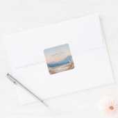 Layered Mountain Pampas Grass Sunset Gold Frame Vierkante Sticker (Envelop)