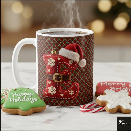 Layered Pastel Gold Trim Letter E Koffiemok