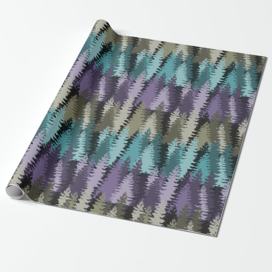 Layered Pine Forest Pattern Cadeaupapier (Uitgerold)