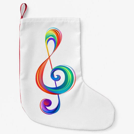 Layered rainbow treble clef kleine kerstsok (Voorkant)