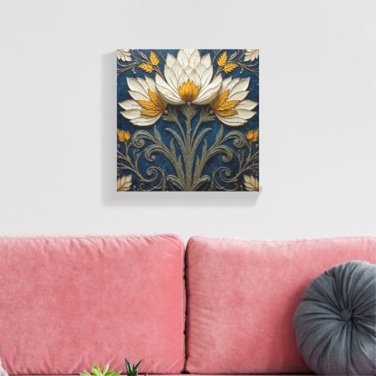Layered White and Yellow Flowers Canvas Afdruk (Insitu (Woonkamer))