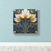 Layered White and Yellow Flowers Canvas Afdruk (Insitu (Houten vloer))