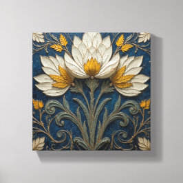 Layered White and Yellow Flowers Canvas Afdruk