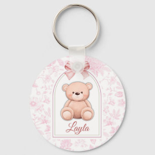 Layla Aangepaste Roze Teddybeer Nursery Design Sleutelhanger