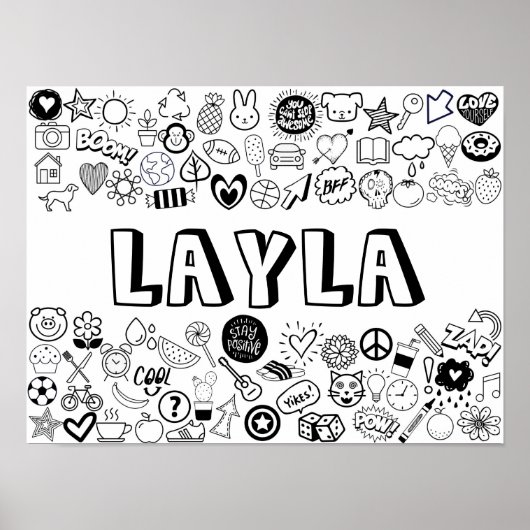 'LAYLA' Color-it-Yourself-contourontwerp Poster (Voorkant)