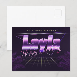 Layla Name Prénom lila Carte postale Anniversaire