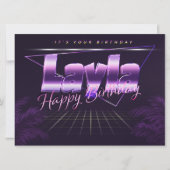 Layla Name Prénom lila retro Carte Anniversaire (Devant)