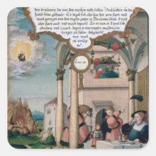 Lazarus en de Rich Man Table Vierkante Sticker