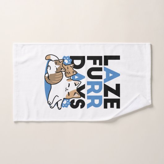 Laze Furr Days - Cute Lazy Cats Design (Serviette à main)