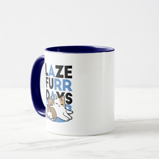 Laze Furr Days - Schattige Lazy Cats Design Mok (Voorkant links)