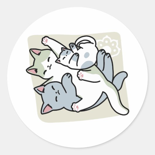 Laze Furr Days - Schattige Lazy Cats Design Ronde Sticker (Voorkant)