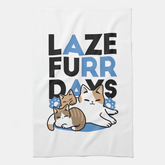 Laze Furr Days - Schattige Lazy Cats Design Theedoek (Verticaal)