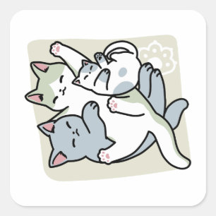 Laze Furr Days - Schattige Lazy Cats Design Vierkante Sticker