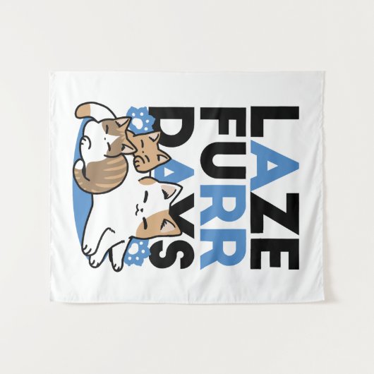 Laze Furr Days - Schattige Lazy Cats Design Wandkleed (Voorkant (horizontaal))
