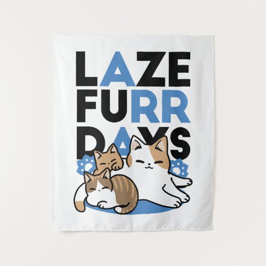 Laze Furr Days - Schattige Lazy Cats Design Wandkleed (Voorkant)