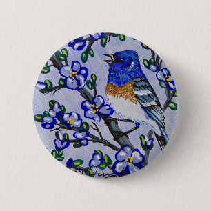 Lazuli Bunting Ronde Button 5,7 Cm