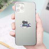 Lazy Black Cat, Halloween Cat | Voor boekworm Sticker (Telefoon)