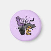 Lazy Black Cat in Spider Web met Love Magneet (Voorkant)